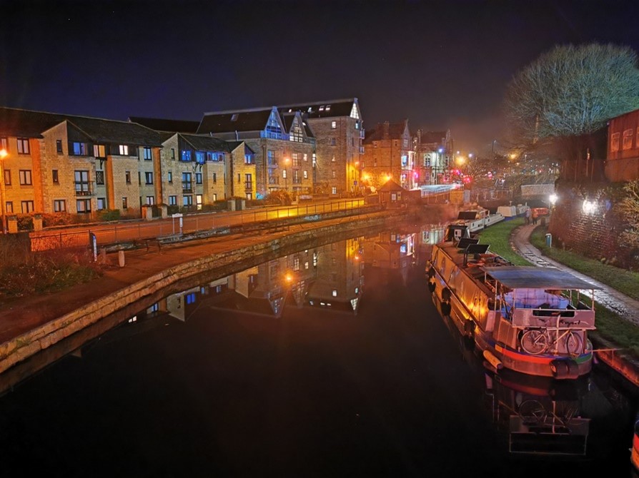 Lancaster canal at night